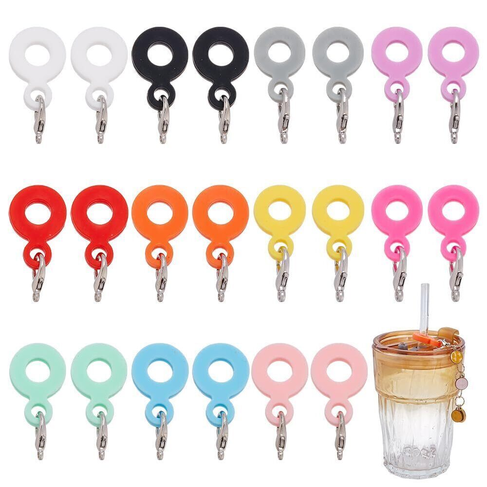 3412 22Pcs Dangle Straws Toppers 11 Colors Straws Charm Adapters with Alloy